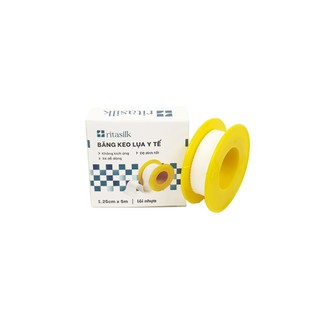 Băng keo lụa y tế cao cấp RITASILK 1.25, 2.5 x 5m (Hộp/ 1C)
