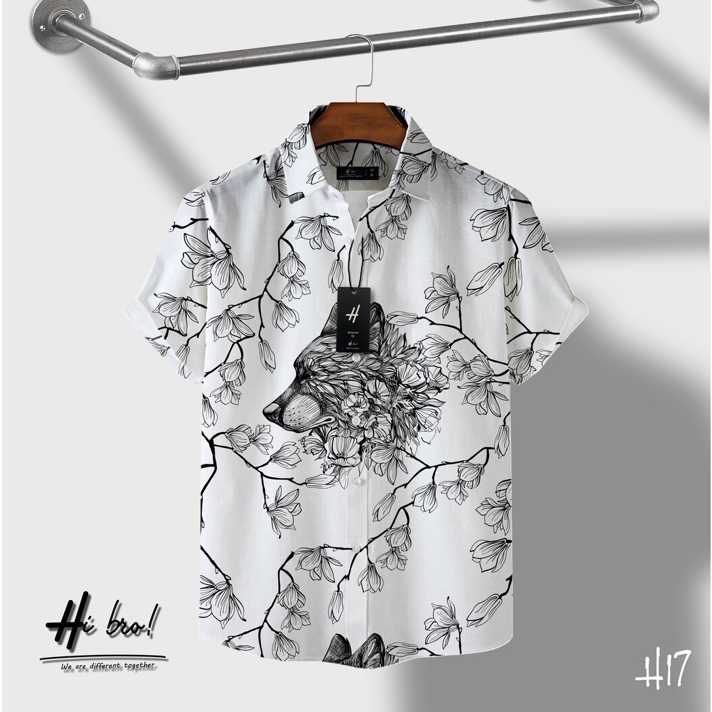 Áo sơ mi nam tay ngắn họa tiết HIBRO chất vải lụa Mango cao cấp mềm, mịn, mát không nhăn và không bong tróc - MÃ H17