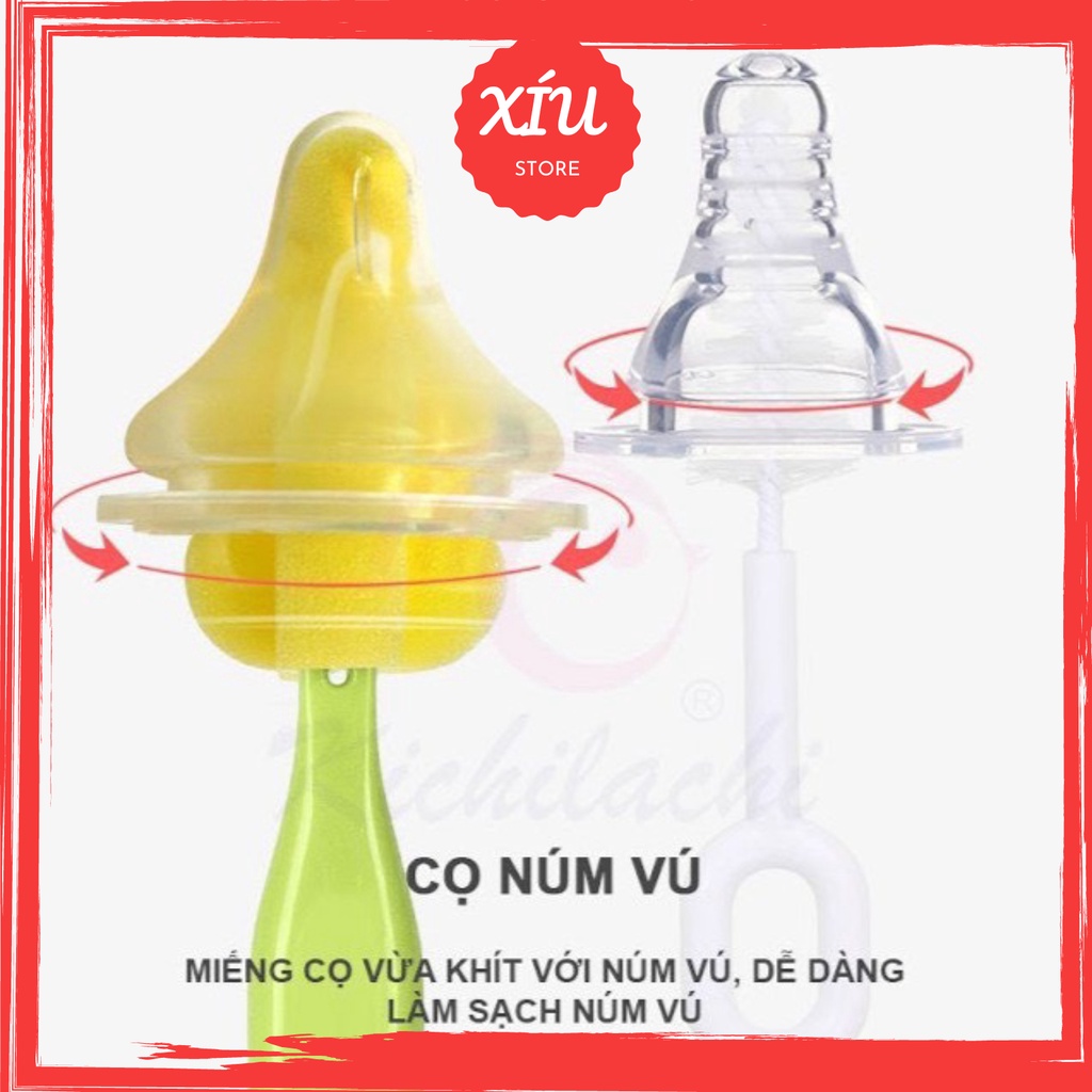 Cọ bình sữa kichi, Cọ mút Rửa Bình Sữa,núm vú Kichi không làm xước bình