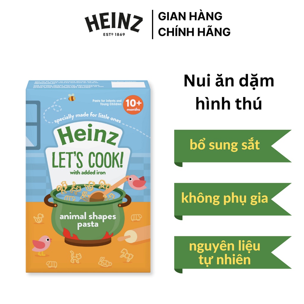 [HSD: 31/05/24]Mỳ Ý hình thú Heinz cho bé 10 tháng trở lên – Heinz  Animal shapes pasta 340g