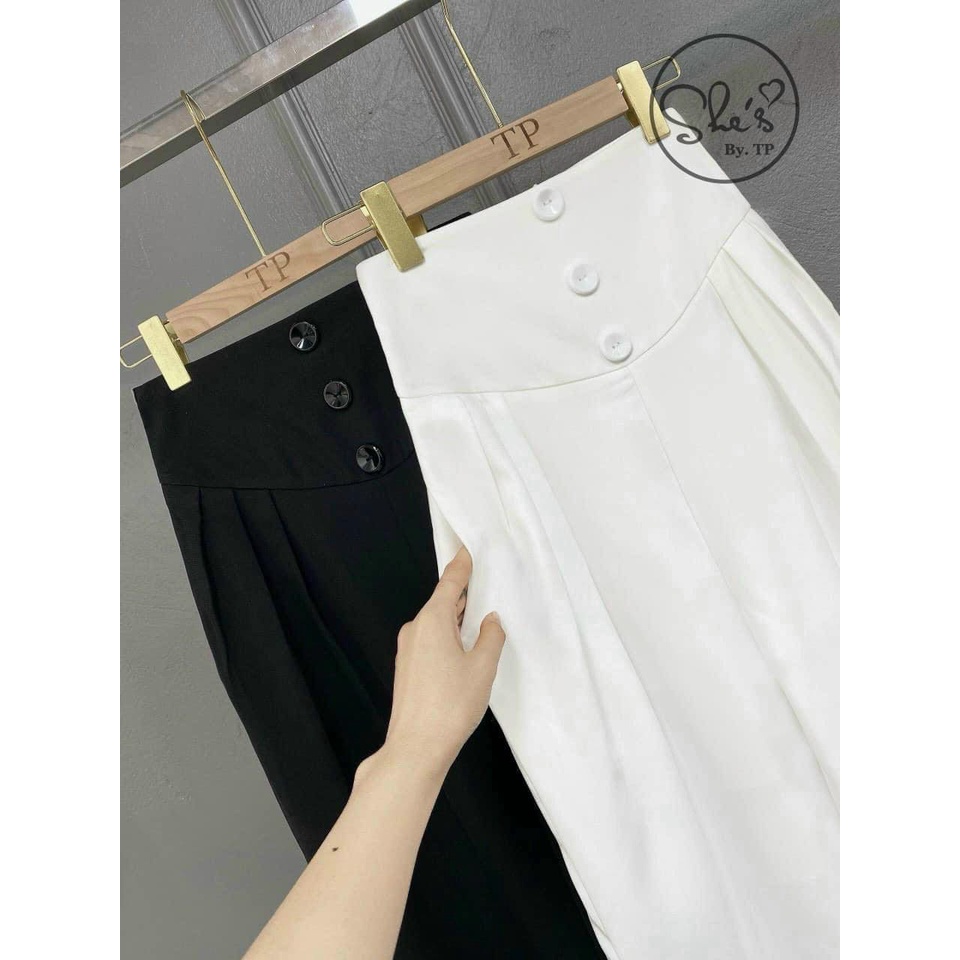 Mã 03: Quần ống suông 3 cúc trước cạp bản to lưng cao hách dáng cho nữ chất tuyết mưa