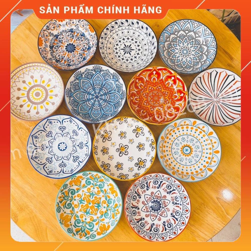 Siêu Sale - Bát Đĩa Gốm Sứ Decor, Bát Ăn Cơm, Bát Ăn Chè, Chén Dĩa Dễ Thương Đĩa Thổ Cẩm size 14cm Giao ngẫu nhiên.