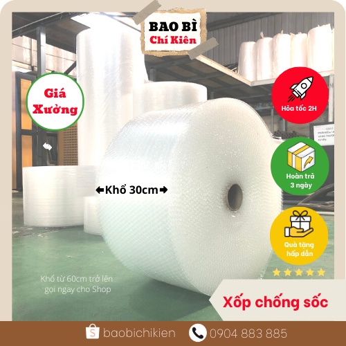Xốp chống sốc (30cmx100m) - xốp nổ bọc hàng giá tốt, cuộn bóng khí gói hàng siêu dai -baobichikien