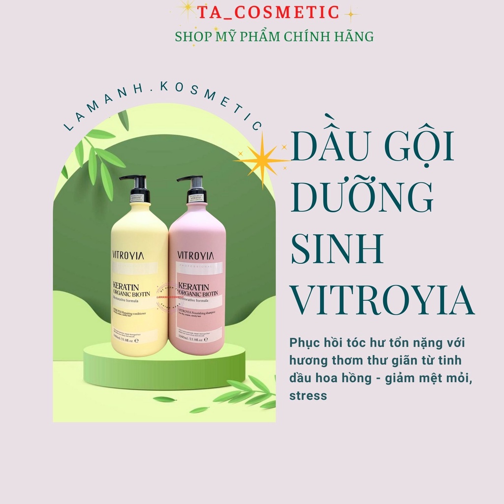 VITROYIA REPAIRING dầu gội xả dưỡng sinh phục hồi tóc siêu mềm mượt hương thơm sang chảnh SIZE: 1000ML hàng chính hãng
