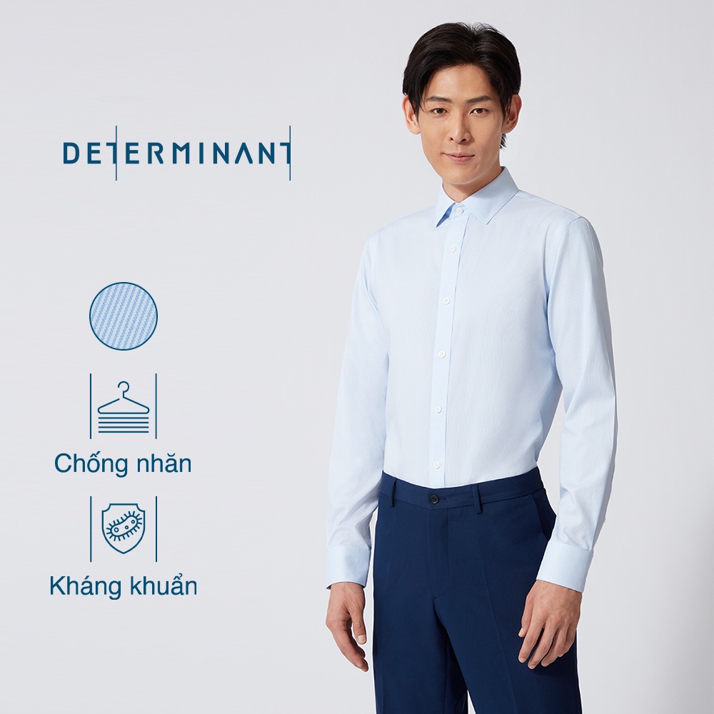 Áo sơ mi nam tay dài Cotton chống nhăn kháng khuẩn thương hiệu Determinant - màu Xanh sọc [301]