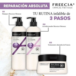 Combo gội xả hấp cân bằng ph và phục hồi tóc hư tổn freecia brassica oleracea 500ml