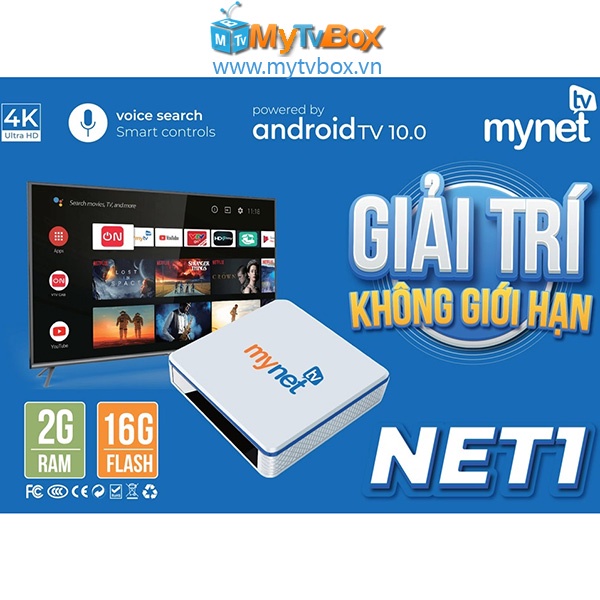 Tivi Box MyNet TV 2H RAM 2GB Bộ Nhớ 16GB Android TV 10