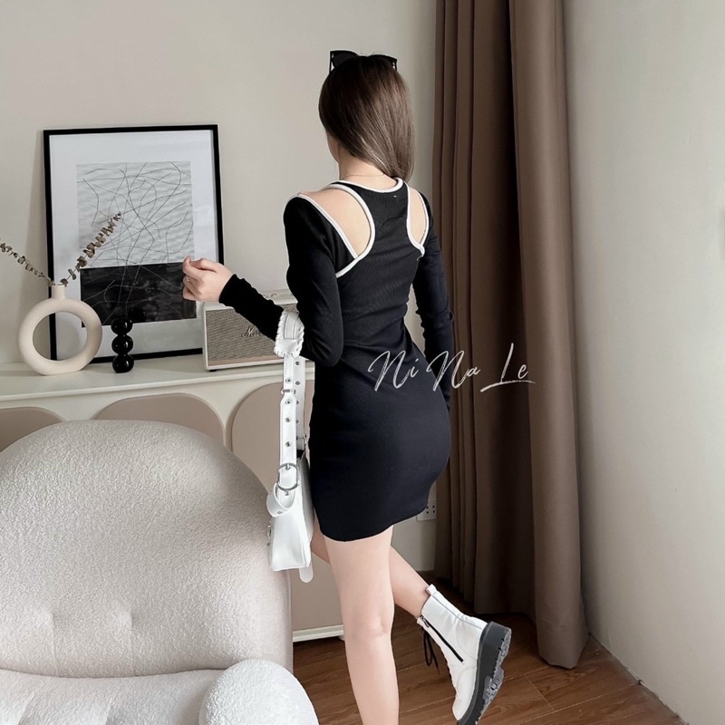 Đầm Ôm Body PHỐI TAY DÀI SÀNH ĐIỆU PHONG CÁCH