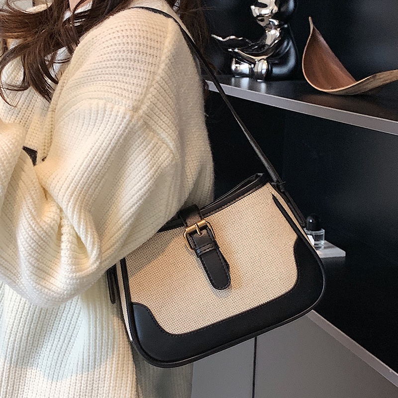 Túi xách kẹp nách nữ đeo vai chất vải canvas thiết kế phối màu vintage thời trang MINGA  đi chơi đi học đi làm 201 Y-20