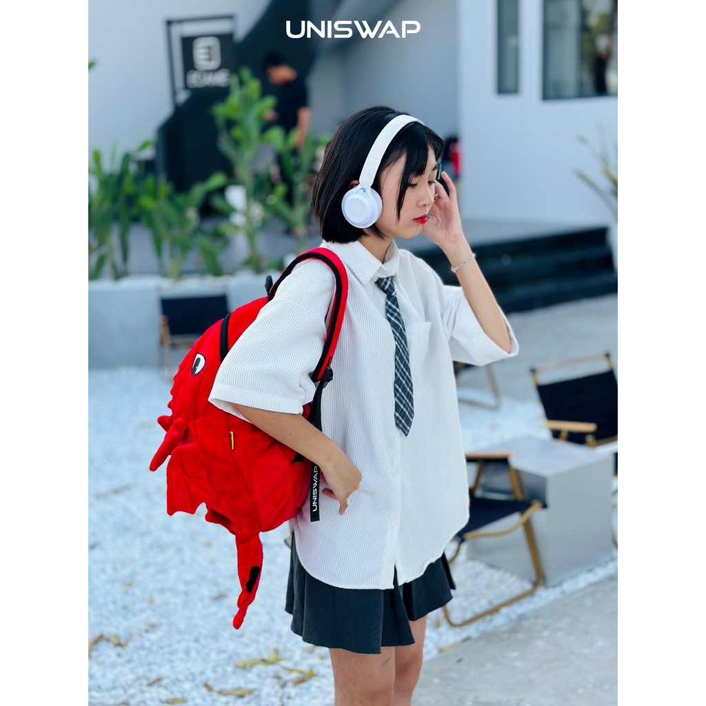 Balo con rồng răng sún màu đỏ cute