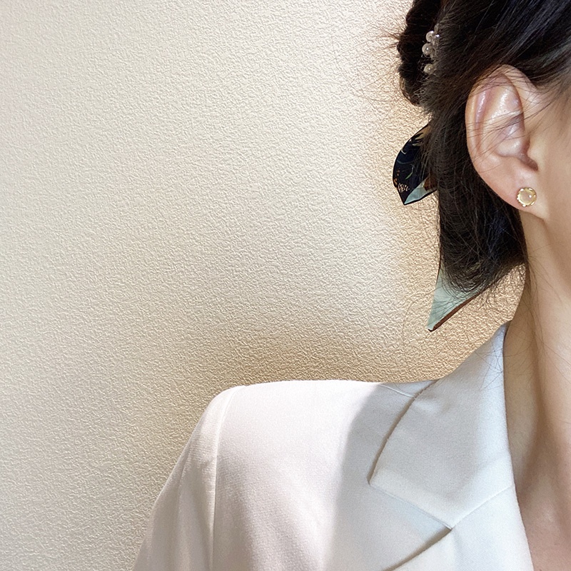 Khuyên tai kẹp không bấm lỗ chốt cố định K332 bằng hợp kim mạ vàng tròn vuông tam giác dáng ngắn Leous