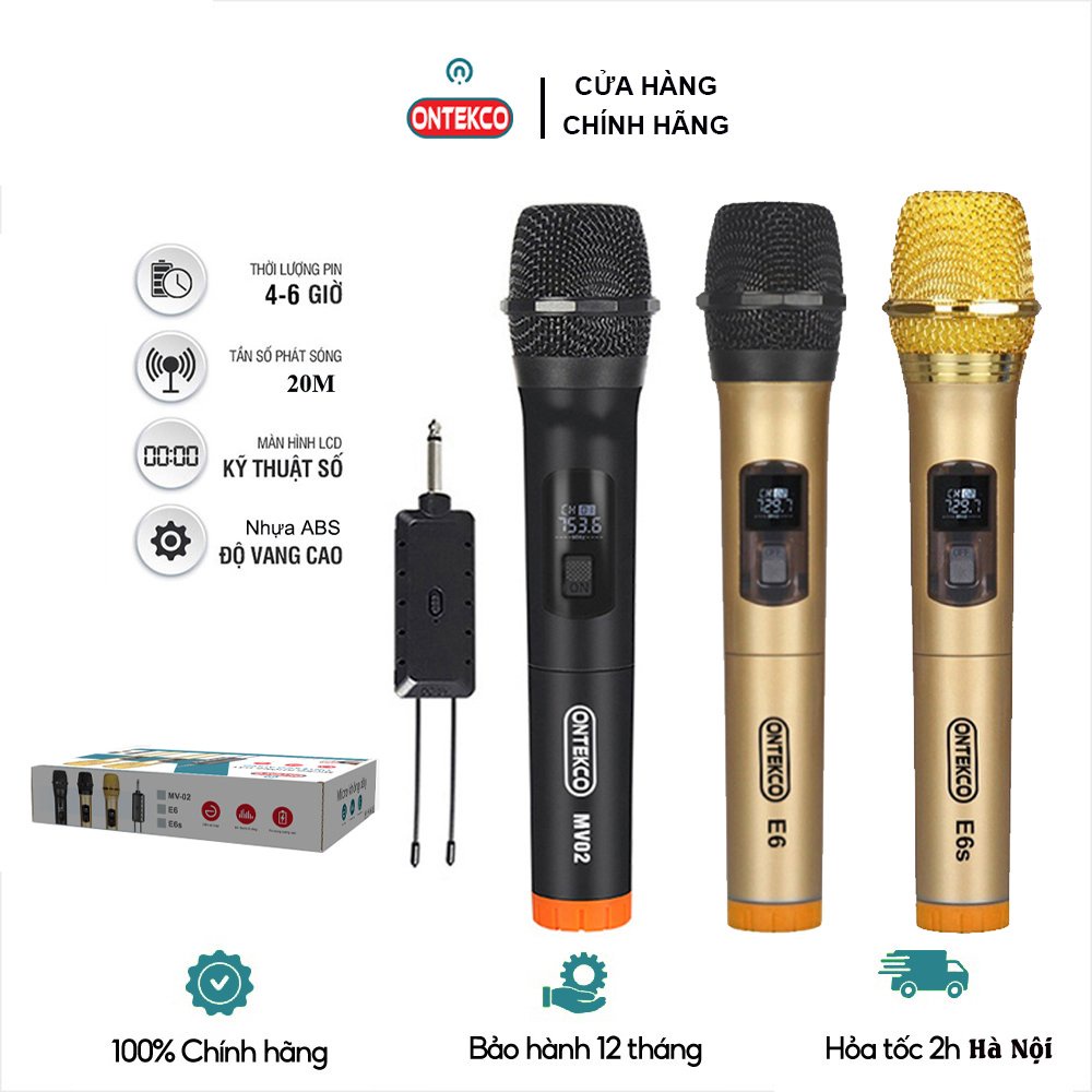 Bộ Micro không dây đa năng ONTEKCO 3 model hot nhất - hát karaoke di động chuyên nghiệp bảo hành 12 tháng