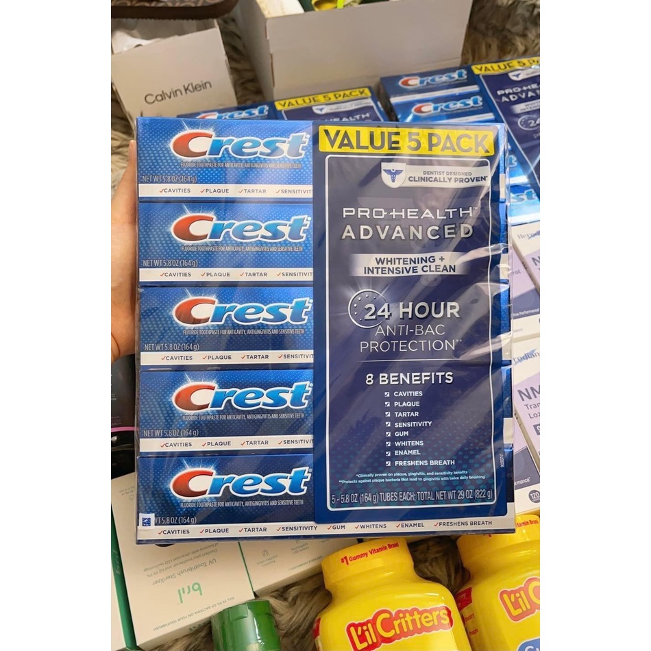 𝐊𝐞𝐦 đ𝐚́𝐧𝐡 𝐫𝐚̆𝐧𝐠 𝐂𝐫𝐞𝐬𝐭 Pro health advanced 24h - Tuýp 164g hàng nội địa Mỹ date 2025