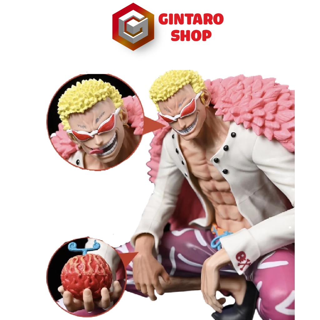 Mô hình One Piece Doflamingo tư thế ngồi cầm trái ác quỷ cực ngầu và nét, Mô hình nhân vật Doflamingo cao 15.5 cm
