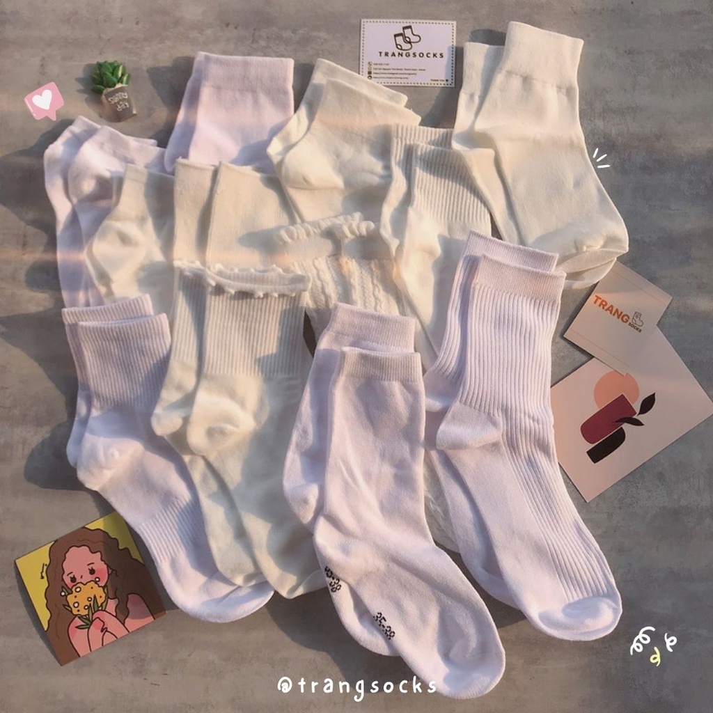 Tất tone màu trắng nhiều kiểu - Trang Socks