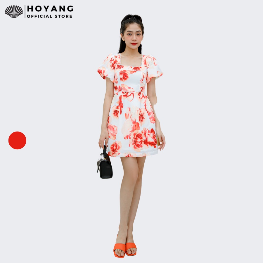 Đầm Hoa Tay Phồng Kiểu Pháp Bay Bổng HOYANG D90