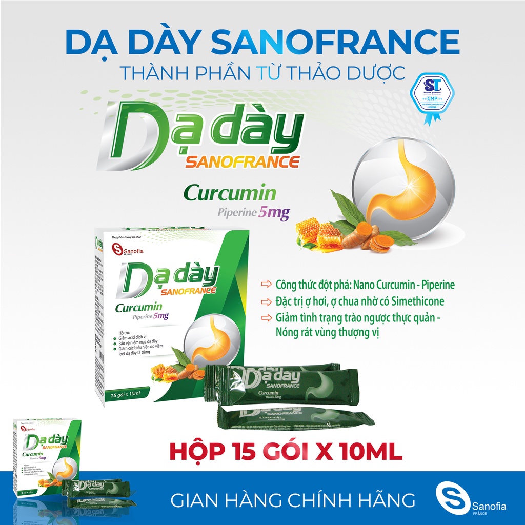 Gel dạ dày Hộp 15 gói Sanofrance giúp giảm đau dạ dày, viêm loét dạ dày tá tràng ,trào ngược dạ dày - Sanofia