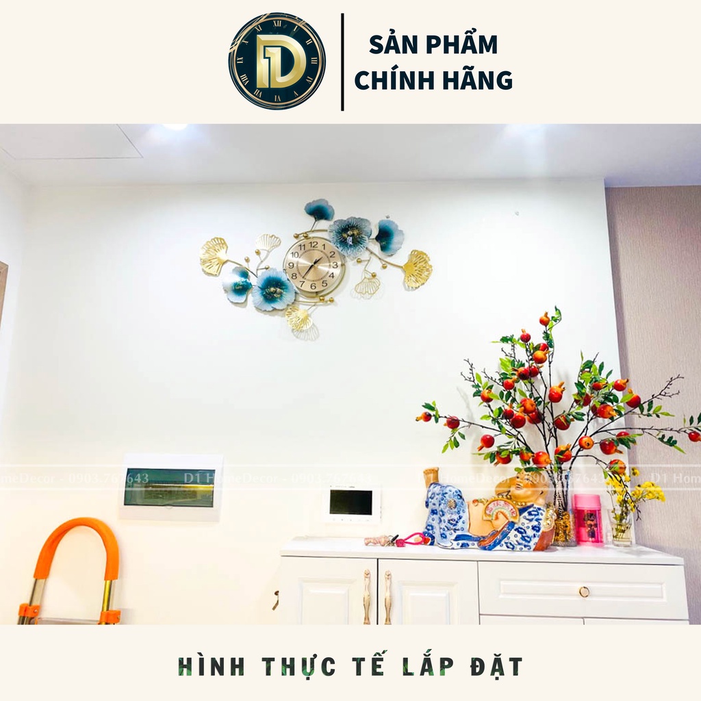 Đồng Hồ Treo Tường Decor Trang Trí Nhà Cửa - Nhập Khẩu Chính Hãng Cao Cấp - Mẫu  Lá Bạch Quả Tài Lộc  - D1HOME - GN11