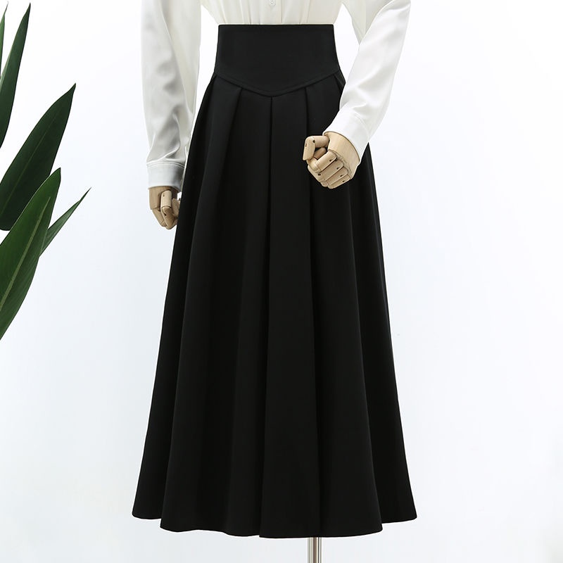 Guoliuffrench Chân Váy Chữ a Dài Qua Gối Eo Cao Xếp Ly Thời Trang Xuân Thu