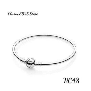 VÒNG TAY PAN ALE DẠNG CỨNG KHOÁ TRÒN KHẮC LOGO BẠC S925 THUẦN KHIẾT HÀNG CAO CẤP