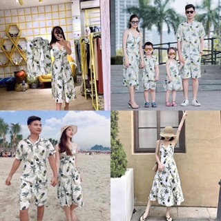 Set đồ đôi, gia đình, team building đi du lịch, đi biển - Only Shop họa tiết dứa trắng