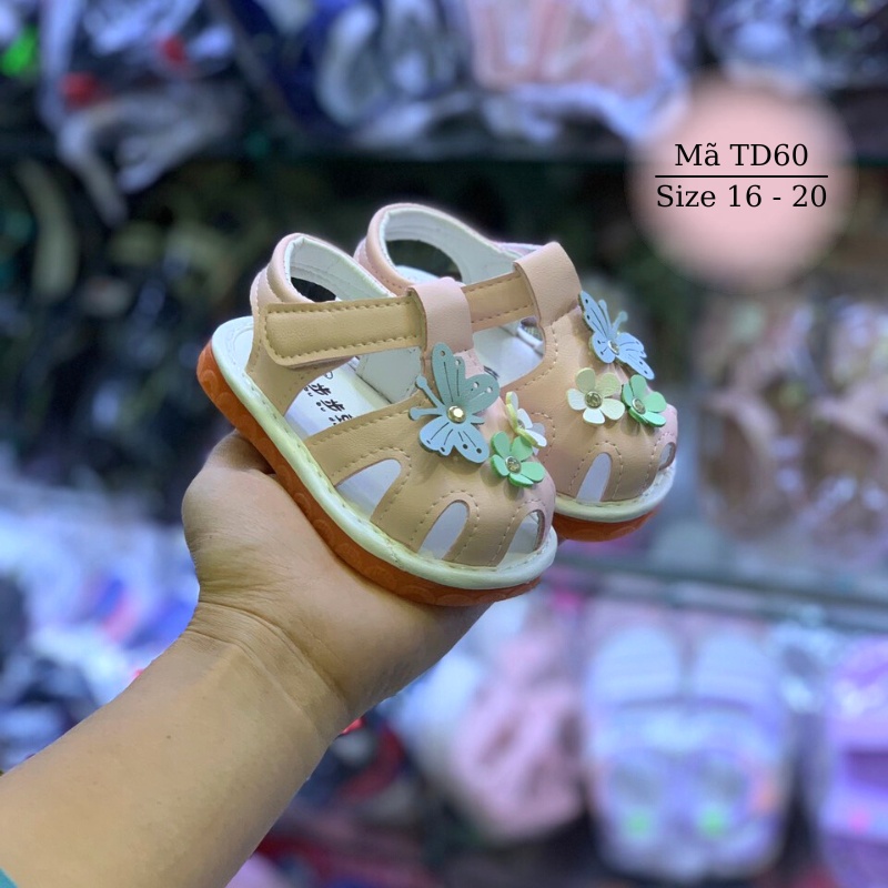 Dép sandal bé gái tập đi imibaby 0 - 24 tháng tuổi êm nhẹ chống trơn trượt có tiếng kêu chíp chíp đính hoa xinh xắn TD60