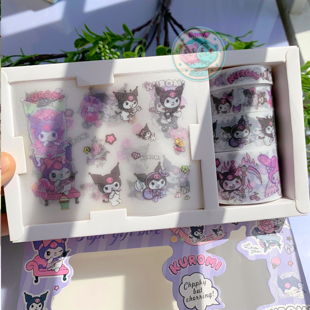 SANRIO Combo Sticker và Washi Tape Họa Tiêt Hoạt Hình Dễ Thương để Tra