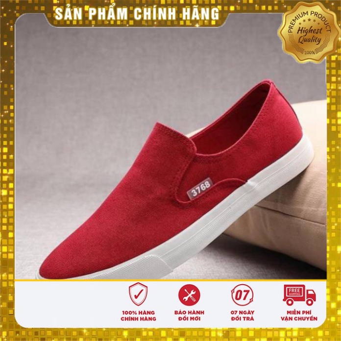 Slip on nam - Giày lười vải nam cao cấp thương hiệu 3768 - Vải thô 4 màu (đen), (khaki), (Xanh), (Đỏ) - Mã SP 616 .