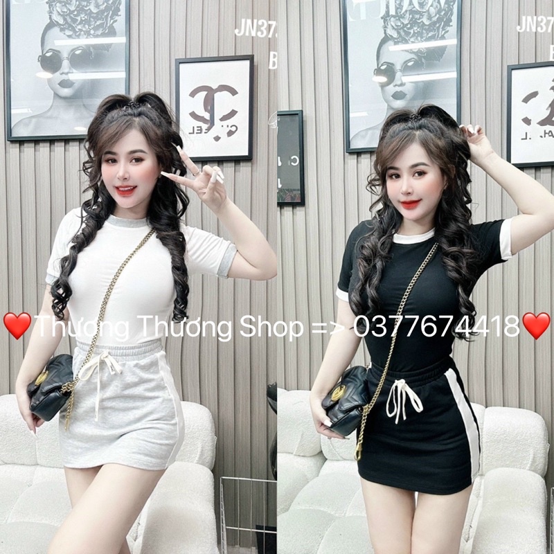 Sét Bộ Thiết Kế Áo Thun + Chân Váy Chữ A Siêu Hot,Chất Thun Dày Dặn Mặc tôn dáng ,Phong Cách trẻ trung