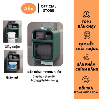 Hộp Đựng Giấy Vệ Sinh ALIX Nhựa Cao Cấp Có Kệ Để Điện Thoại 2 Ngăn Tiện Lợi