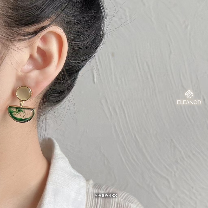 Bông tai nữ chuôi bạc 925 Eleanor Accessories đính đá mắt mèo xanh phụ kiện trang sức 5338