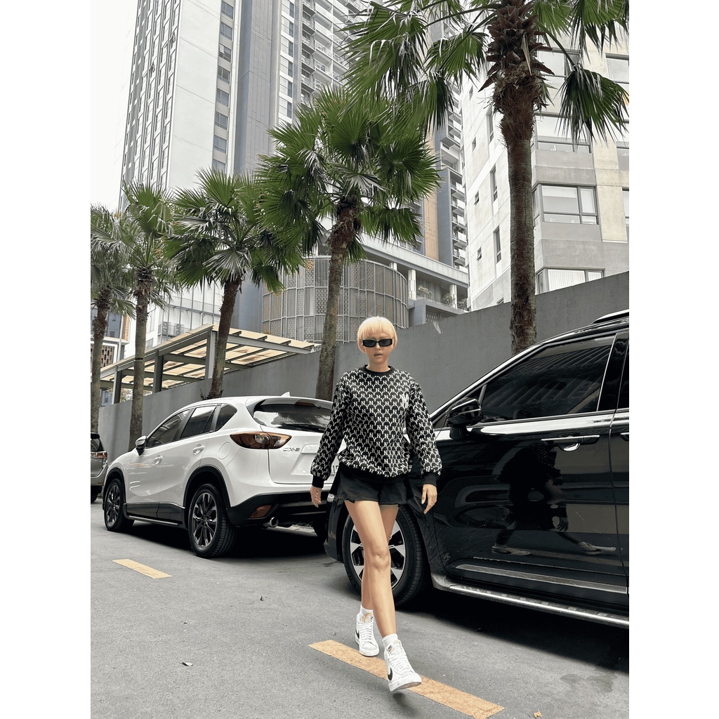 Áo Sweater Nỉ Unisex M.L.B Monogram Cao Cấp, Áo Sweatshirt ASMLB