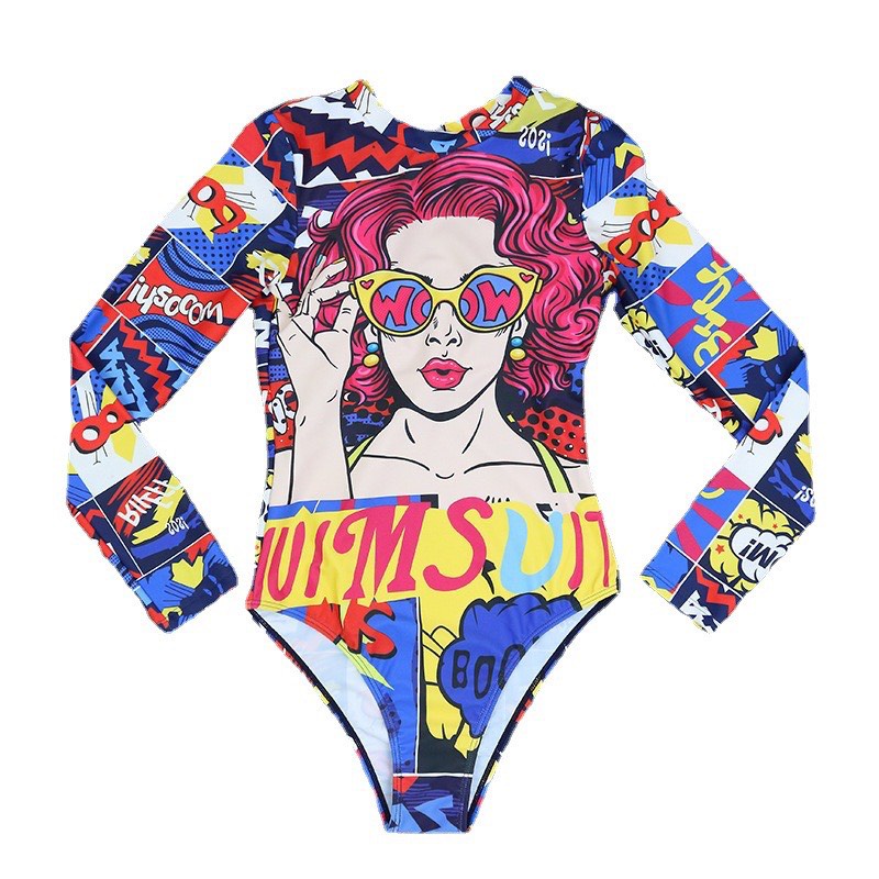 Đồ bơi kín đáo 1 mảnh in nhiệt hình cô gái năng động , bikinigu tây đồ bơi thể thao cá tính | BigBuy360 - bigbuy360.vn