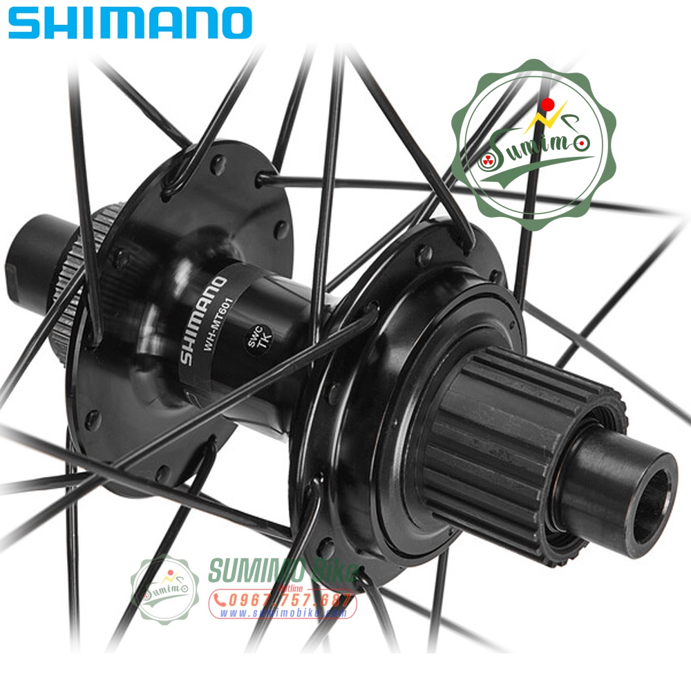 Bánh bộ nhôm SHIMANO WH-MT601 Tubless - Đùm TA Boost cối MS 12 Speed thắng dĩa