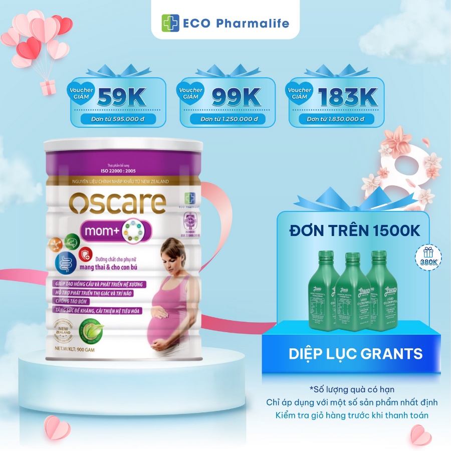 Sữa mẹ bầu Oscare Mom + tăng cường vitamin, khoáng chất, duy trì sức khỏe cho phụ nữ mang thai và cho con bú