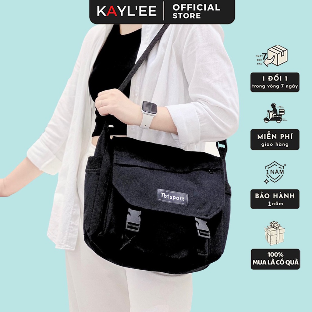 Túi Đeo Chéo Unisex Vải Canvas Phong Cách Hàn Quốc Thời Trang KAYLEE KT 40x30x16cm TCV05