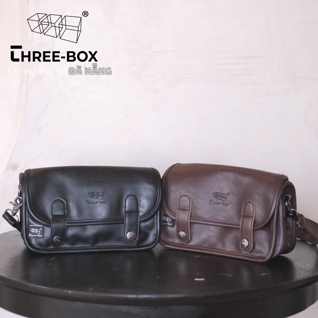 ThreeBox Túi đeo chéo da Unisex nam nữ thời trang chính hãng