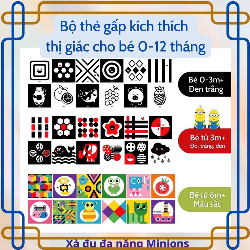 Thẻ gấp zic zắc kích thích thị giác cho bé từ 0-12 tháng [Bìa cứng in sắc nét]