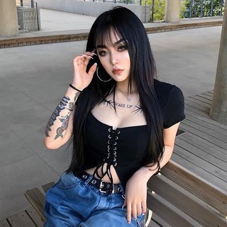 [Bigsize 55-100kg]Áo crotop đan ngực sexy bigsize