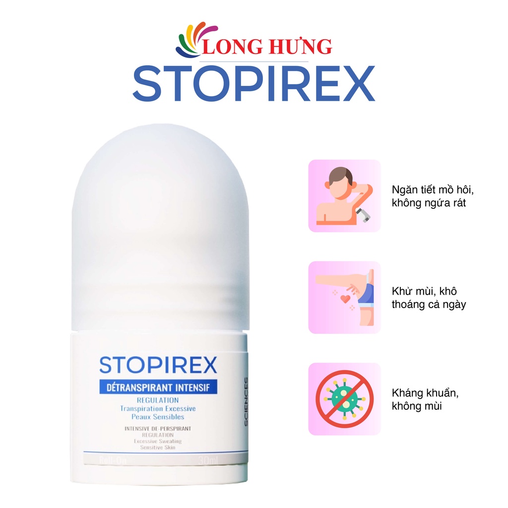 Lăn khử mùi Stopirex dành cho da nhạy cảm giúp khử mùi và ngăn ngừa mùi hôi (30ml)