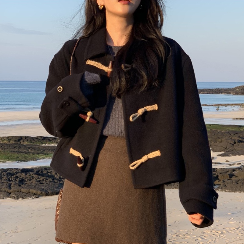 Áo Khoác Nút Sừng Phong Cách Nữ Sinh Hàn Quốc