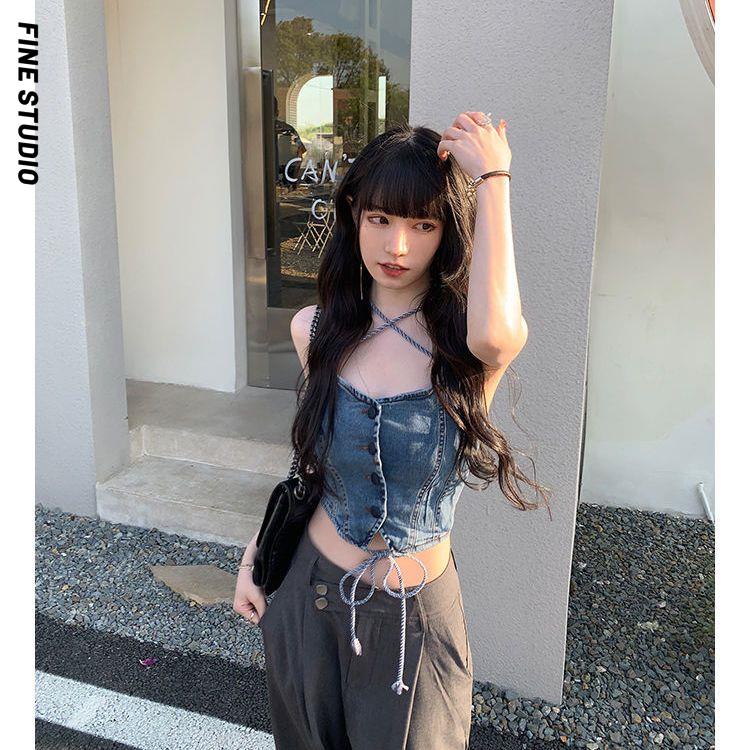 Áo Khoác Denim Không Tay Thời Trang Mùa Hè Cho Nữ