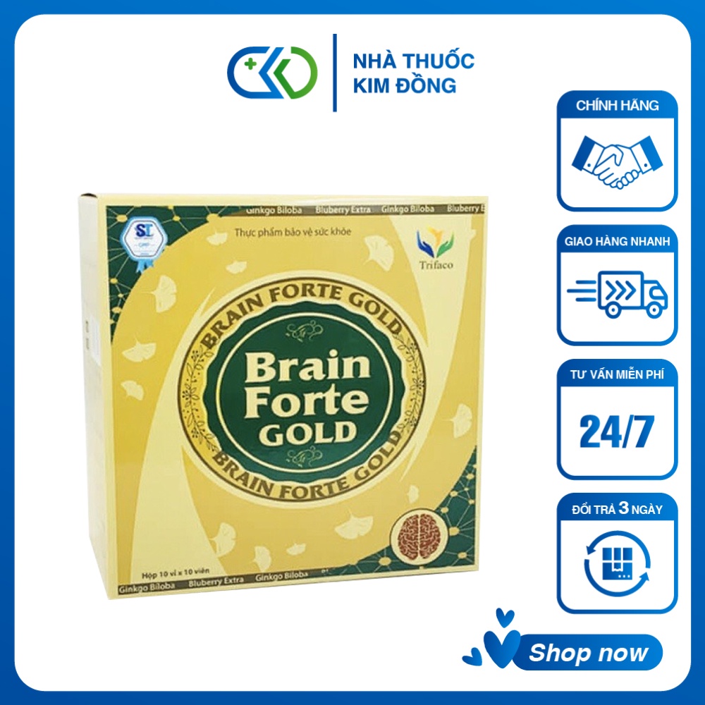 BRAIN FORTE GOLD - Viên uống bổ não, hỗ trợ giảm di chứng sau tai biến mạch máu não
