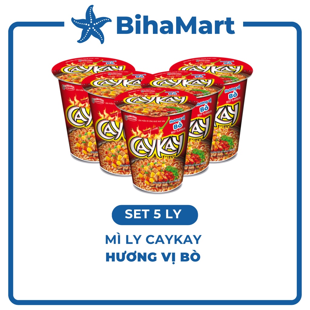 - ACECOOK - Mì ly Caykay hương vị bò - Kaycay vị bò / Kaykay bò (Cay Kay Kay Cay Cay) (66g/ ly)