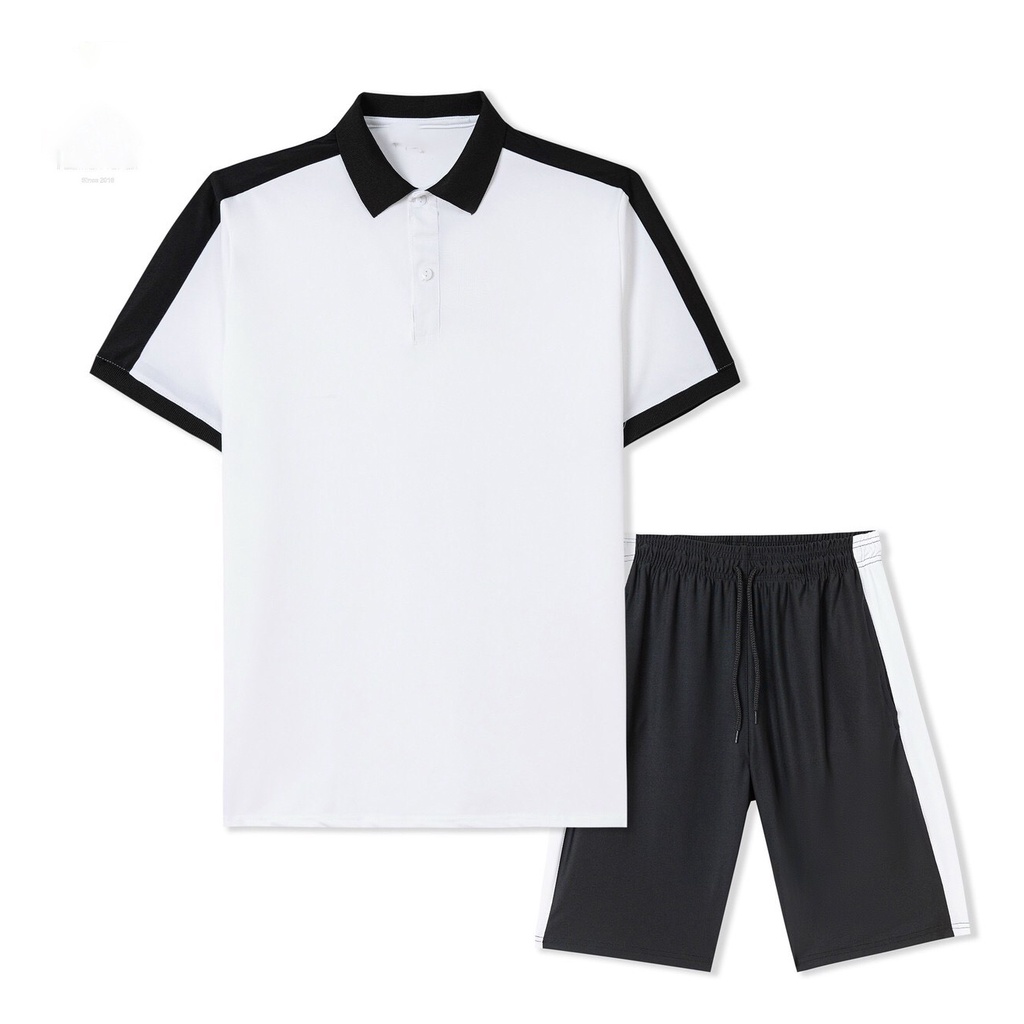 Đồ Bộ Nam Thể Thao Mùa Hè Cộc Tay Có Cổ Phối Vai Thời Trang Chất Poly Coolmax Co Giãn Thoáng Khí VESCA J14