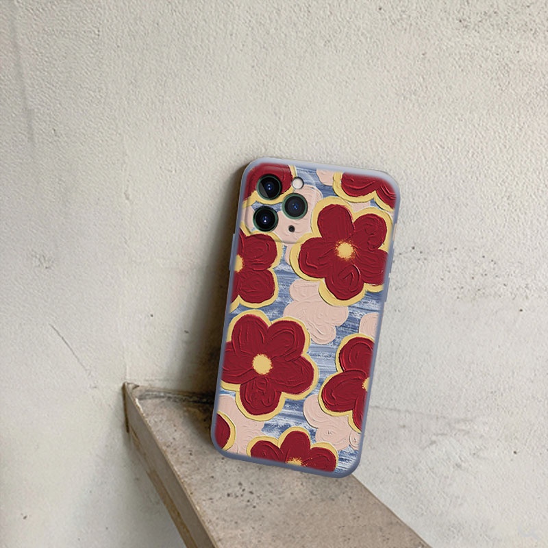 Ốp iphone hoa mùa hè hoa đỏ độc lạ dễ thương Chống Xước Chống Rơi iphone 14 13 12 11 Pro Max SE 2020 X XR XS 8 7 6 Plus