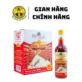 Nước mắm phú quốc khải hoàn 520ml 1 thùng 6 chai - chai thủy tinh 40 độ đạm