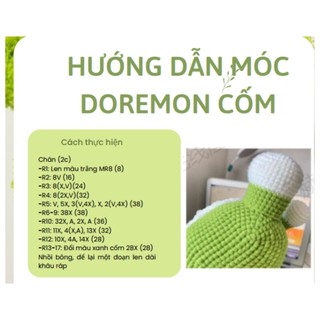 DIY Hướng dẫn, Chart móc Doreamon mũ cốm siêu dễ thương