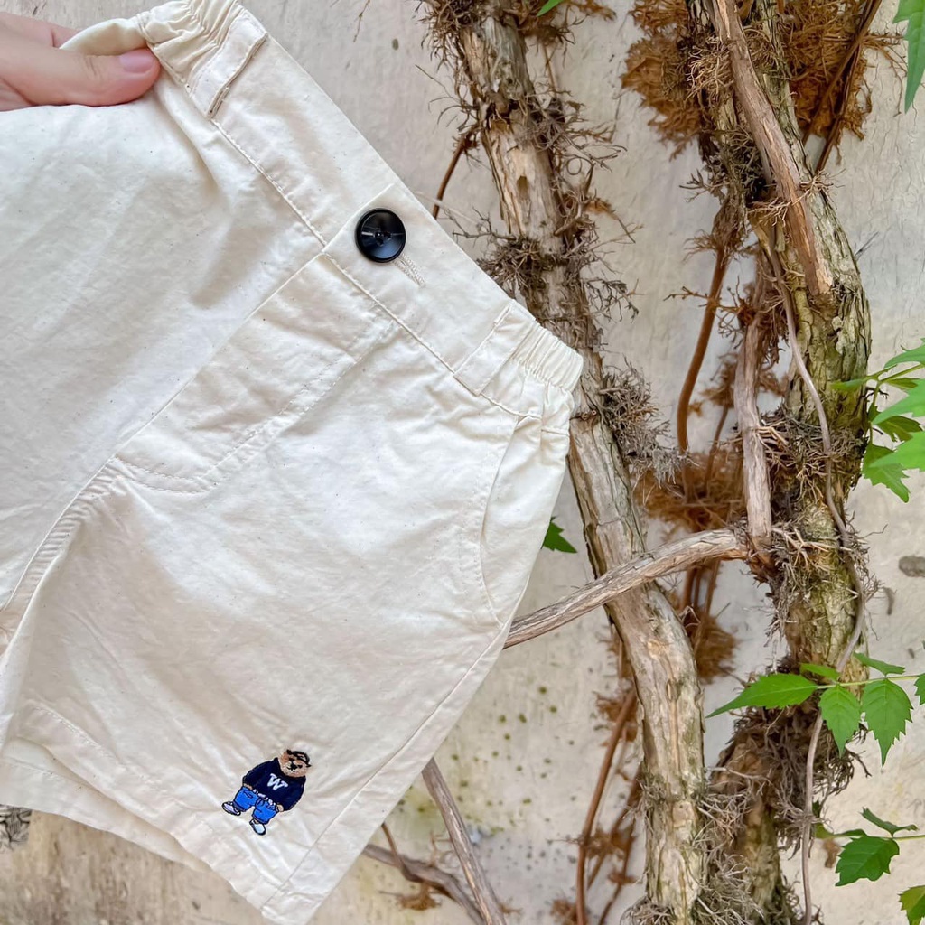 Quần short bé trai BAE KIDS, quần đùi cho bé trai 11kg đến 34kg thêu gấu