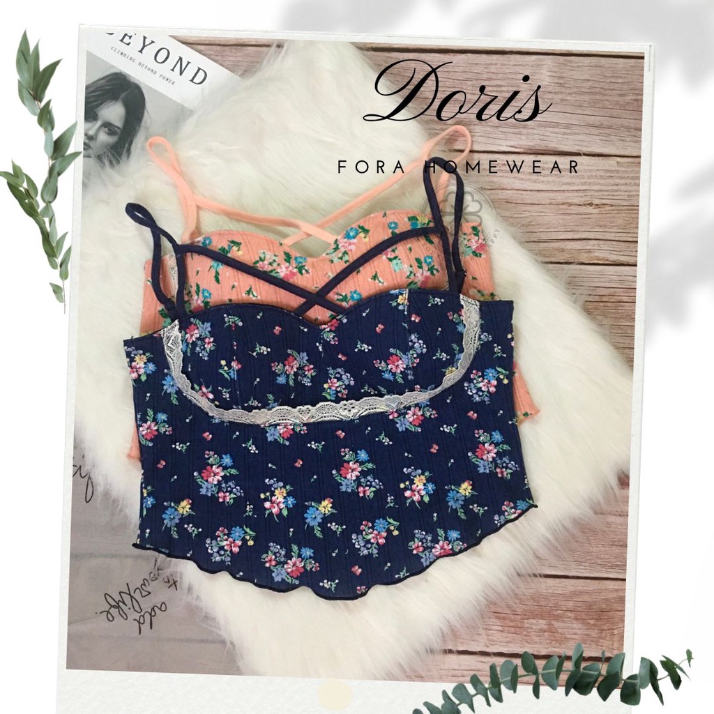 Doris set - set ngủ 2 dây thiết kế, thun cotton thông hơi